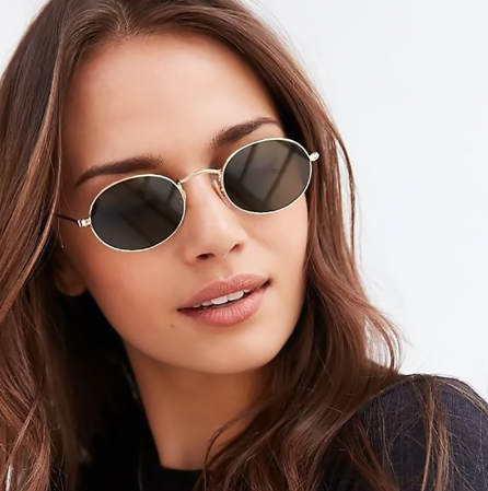 Women Oval Metal Round Frames Sunglasses